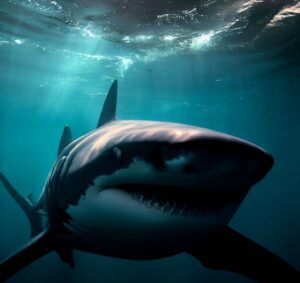 Grande squalo bianco in Sud Africa