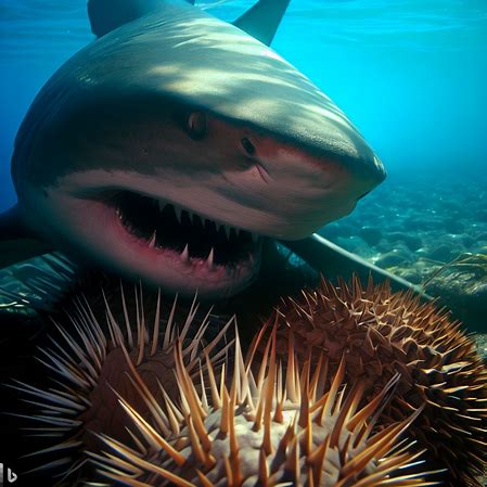 Gli squali tigre mangiano i ricci di mare