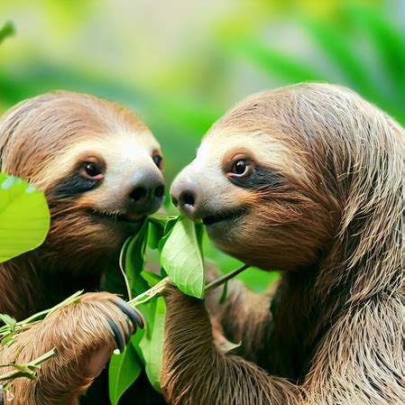 Sloths Eating Leaves