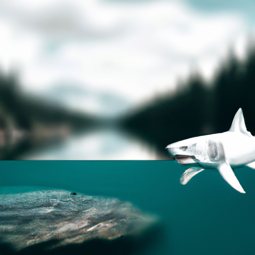 Gran tiburón blanco en el lago