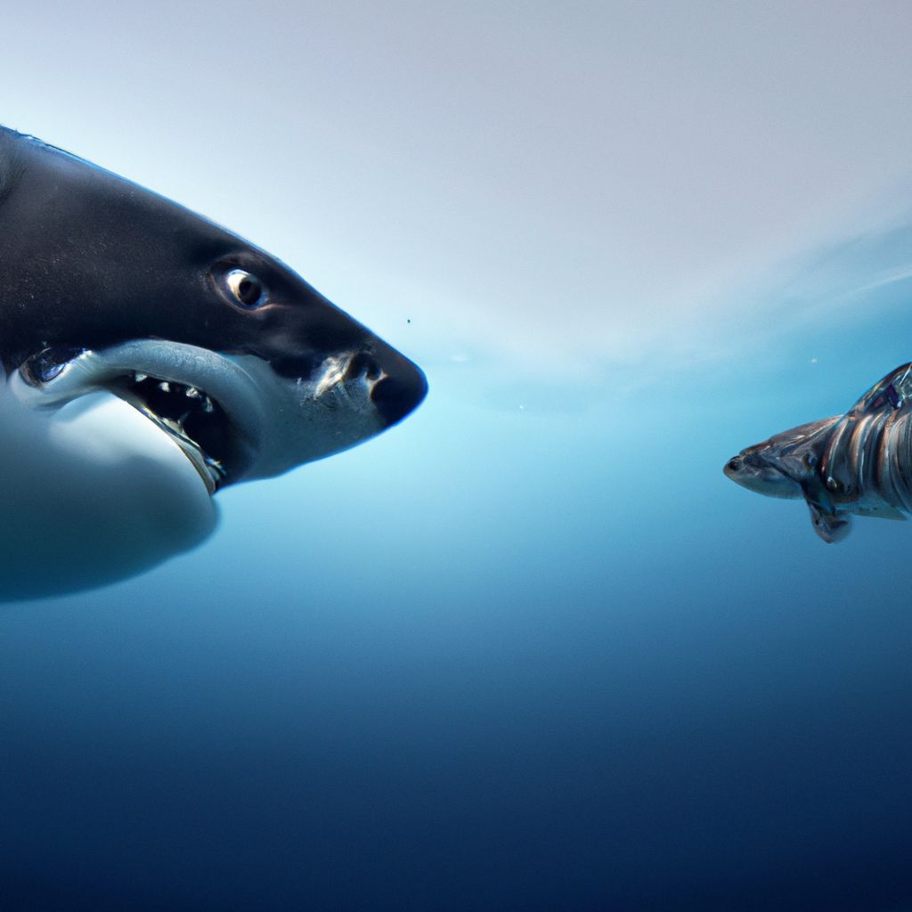 Grande squalo bianco contro squalo tigre