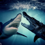 Grote witte haai versus alligator