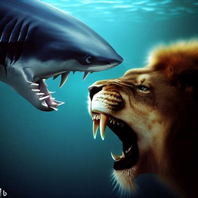 Grand requin blanc contre lion