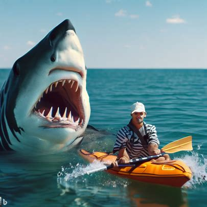 Lo squalo tigre attacca il kayak